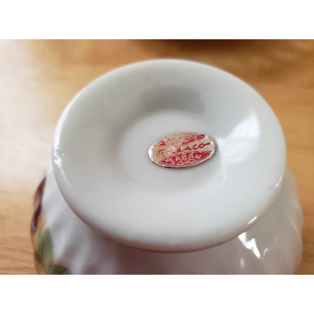 Vintage Enesco Japan Fruit Motif Tea Cup‎ + Pierced Saucer Set – Gold Trim - Picture 8 of 10